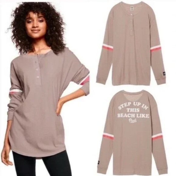 VICTORIA’S SECRET PINK| "STEP UP IN THIS BEACH LIKE" BUTTON HENLEY - Picture 10 of 10